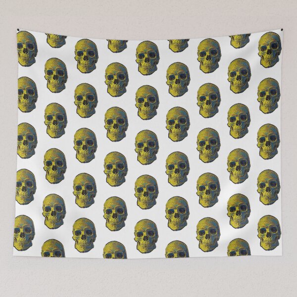 Item preview, Yellow and Blue Wave Skull Art designed and sold by WildArtDesigns.