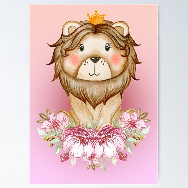 Item preview, baby lion cub on a pink background designed and sold by trickydee.