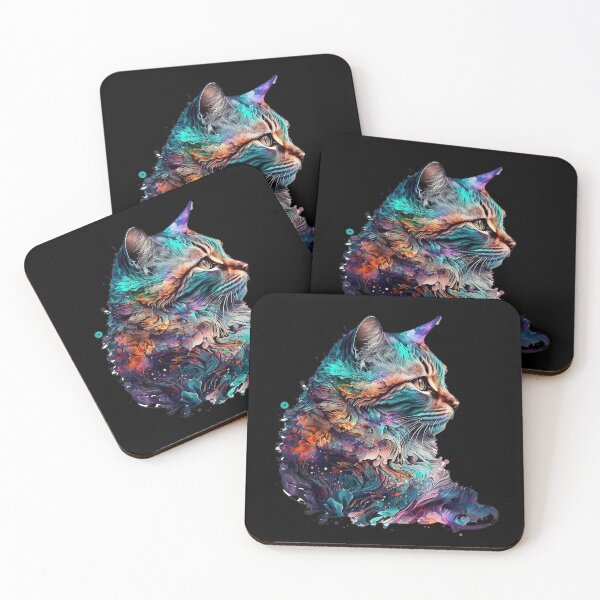 Item preview, Psychedelic colorful cat illustration designed and sold by sanzeNofficial.