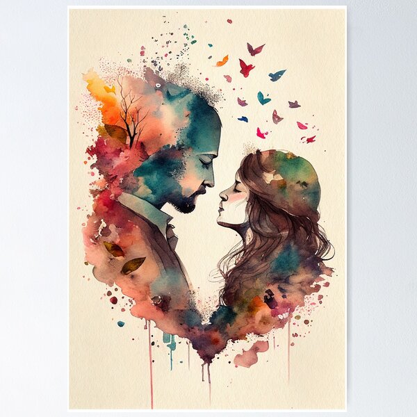 Whimsical Love in Watercolor Poster