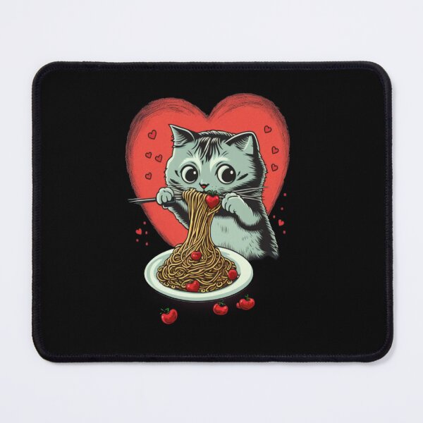 Item preview, cute cat eating spaghetti Valentines Day designed and sold by PROgo ⭐⭐⭐⭐⭐ (3,993).