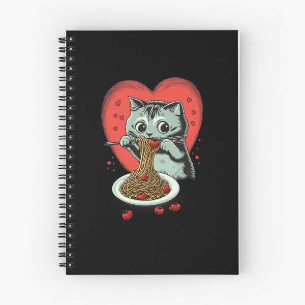 Item preview, cute cat eating spaghetti Valentines Day designed and sold by PROgo ⭐⭐⭐⭐⭐ (3,993).