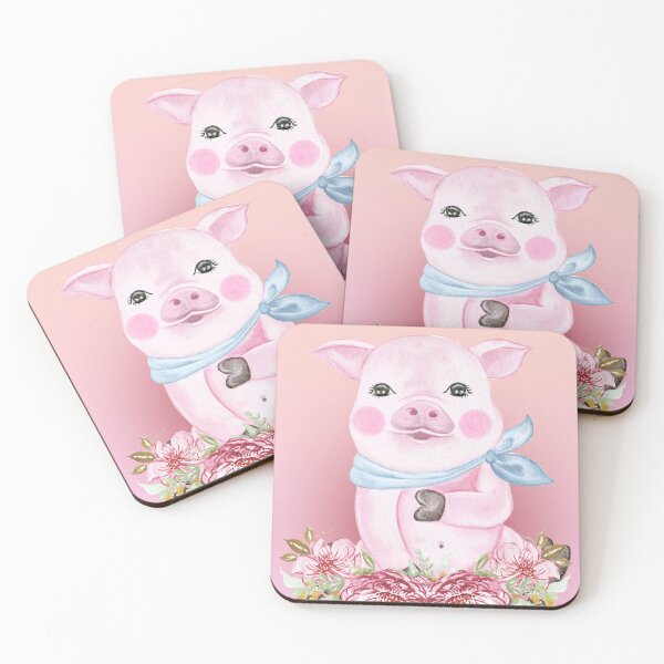 Item preview, baby pig piglet on a pink background  designed and sold by trickydee.