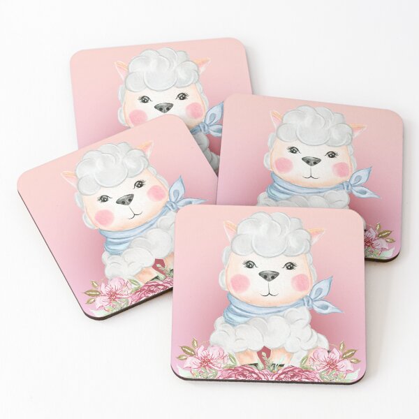 Item preview, baby sheep lamb on a pink background  designed and sold by trickydee.