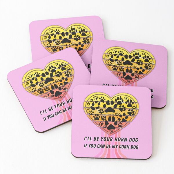 Item preview, I'll Be Your Horn Dog If You Can Be My Corndog - Dog Pawprints - Retro Heart designed and sold by Soundpups.