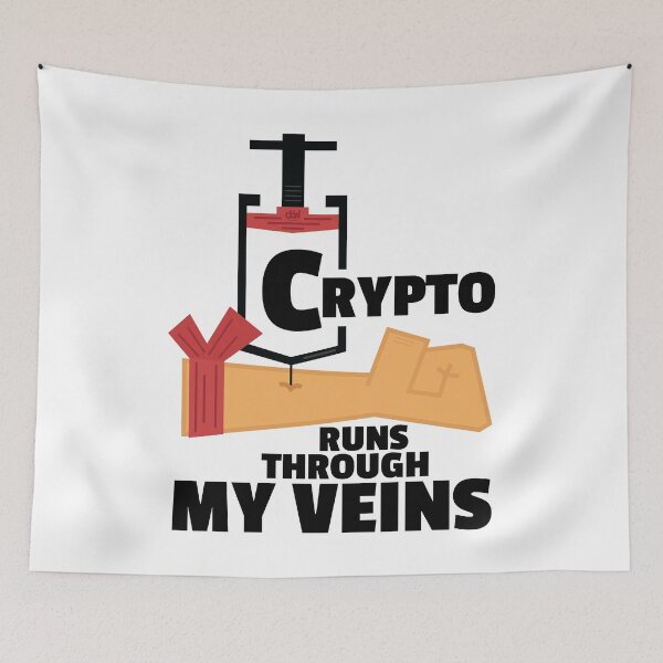 Item preview, Crypto Runs Through My Veins Shot Arm Injection Cryptocurrency Meme IV Vaccine Man Cave Junkie Addict designed and sold by doseofwin.