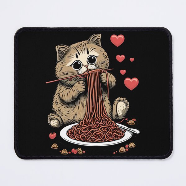Item preview, cat eating spaghetti Valentines Day designed and sold by PROgo ⭐⭐⭐⭐⭐ (3,993).