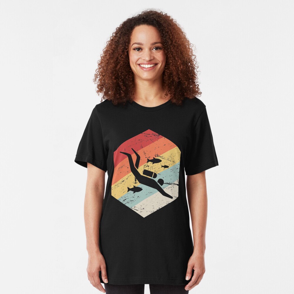Retro 70er Jahre Scuba Diver Icon Slim Fit T-Shirt