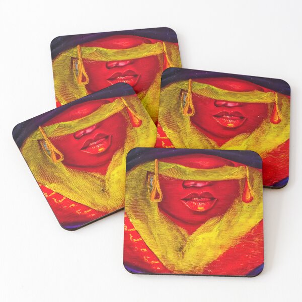 Item preview, Red Golden Lips Abstract Art designed and sold by LRenee Art Studio.