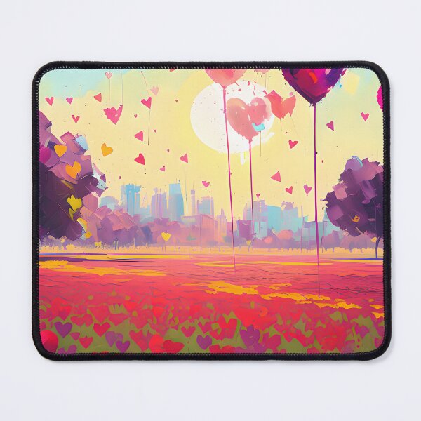 Item preview, Field of Heart Flowers in a City Park, Valentine's Day Card designed and sold by FewBits.