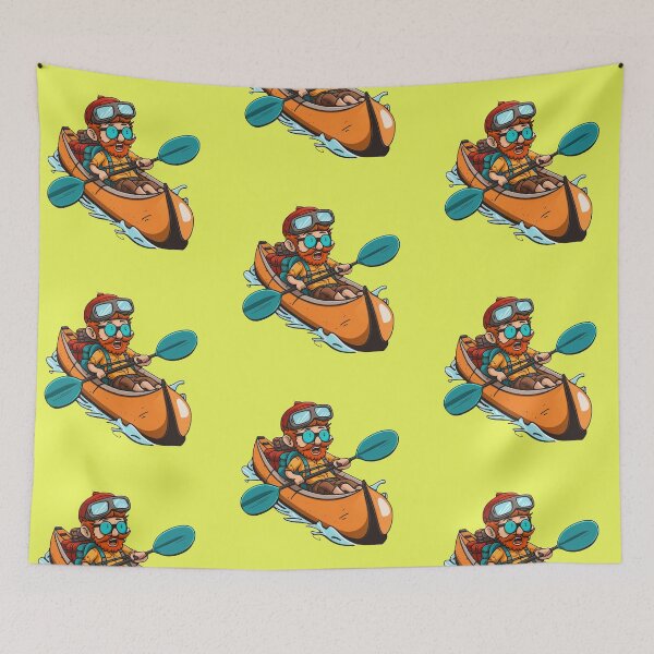 Item preview, Kayaker paddles kayak on the river designed and sold by pixeldizajn.