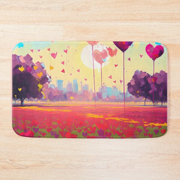 Item preview, Field of Heart Flowers in a City Park, Valentine's Day Card designed and sold by FewBits.