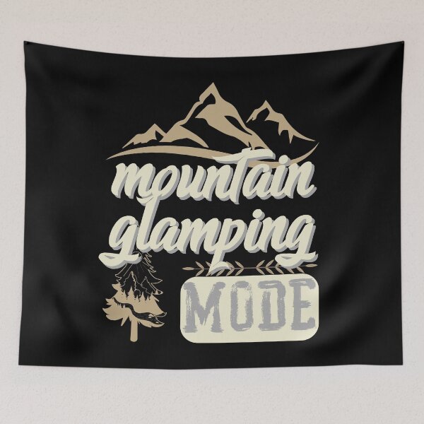 Item preview, mountain glamping mode, forest river sun inside tree pine designed and sold by movie-popcorn.