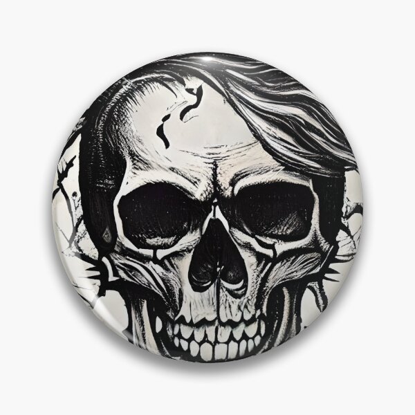 Aperçu de l'œuvre Conception de tatouage de crâne de cheveux Emo noir et beige créée et vendue par Goatonfire.