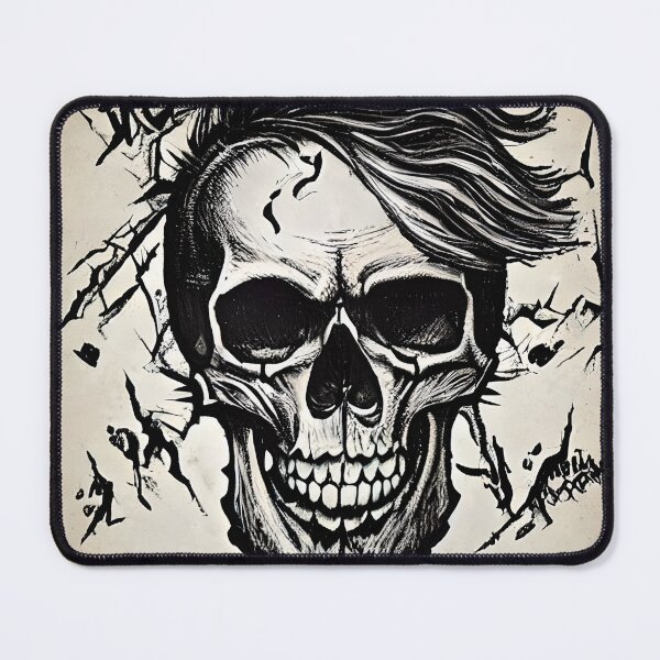 Item preview, Black and Beige Emo hair skull tattoo design designed and sold by Goatonfire.