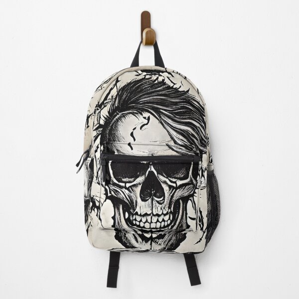 Item preview, Black and Beige Emo hair skull tattoo design designed and sold by Goatonfire.