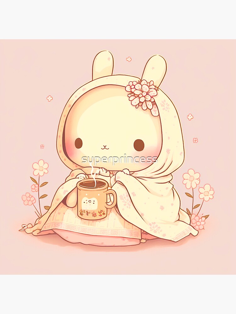 Thumbnail 3 of 3, Sticker, Sweet Blanket Bunny designed and sold by superprincess.