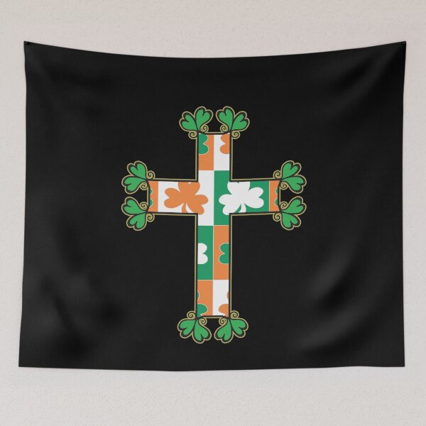 Item preview, HEART OF THE IRISH CROSS WITH CLOVERS IRELAND COLORS designed and sold by ej-sulu.