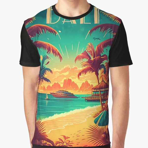 ilustração de praia de bali para design de camiseta 5207565 Vetor no  Vecteezy