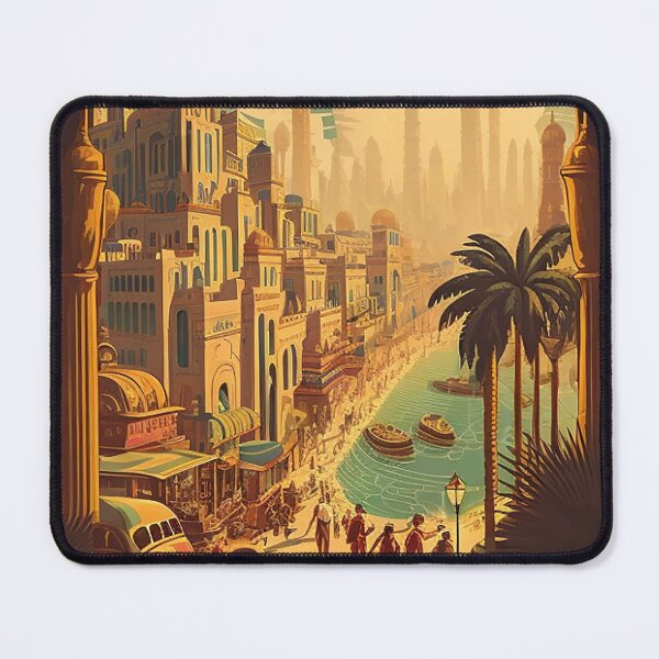 Item preview, Cairo Egypt Streetscape Vintage Travel Art Poster designed and sold by OldTravelArt.