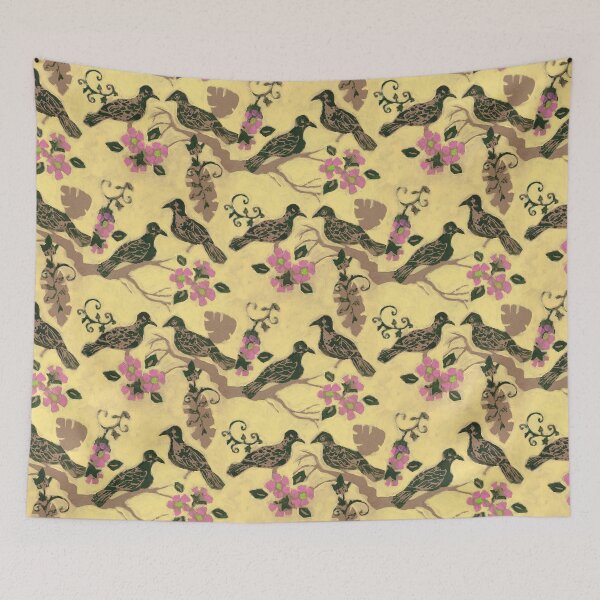 Item preview, Chinoiserie Doves in Yellow Pattern designed and sold by AMOpainting.