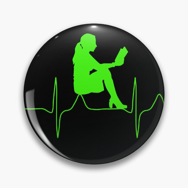 Item preview, My heart beats for reading (green on black background) designed and sold by Jeeb-Arts.