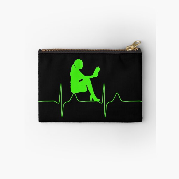 Item preview, My heart beats for reading (green on black background) designed and sold by Jeeb-Arts.