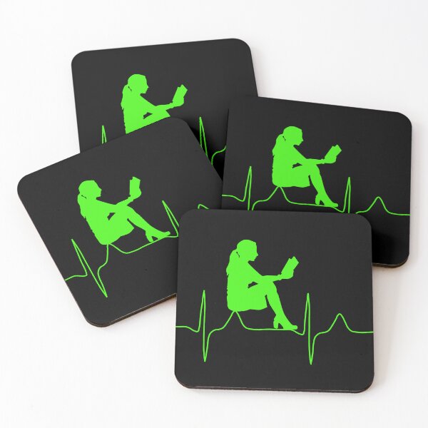 Item preview, My heart beats for reading (green on black background) designed and sold by Jeeb-Arts.