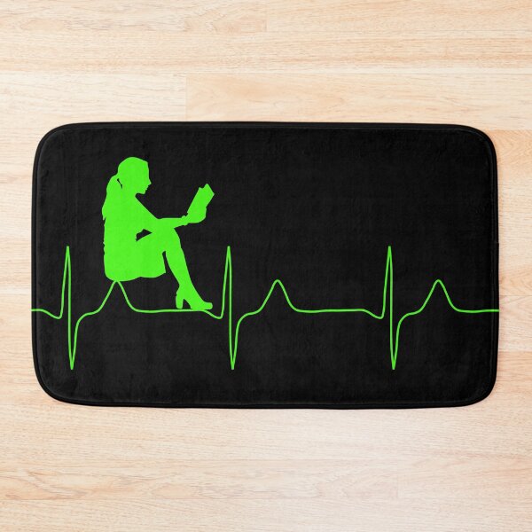 Item preview, My heart beats for reading (green on black background) designed and sold by Jeeb-Arts.