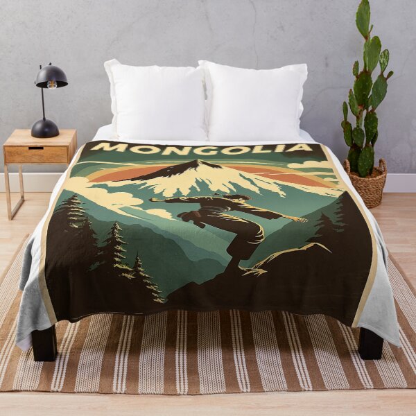 Item preview, Mongolia Mountain Fighter Vintage Travel Art Poster designed and sold by OldTravelArt.