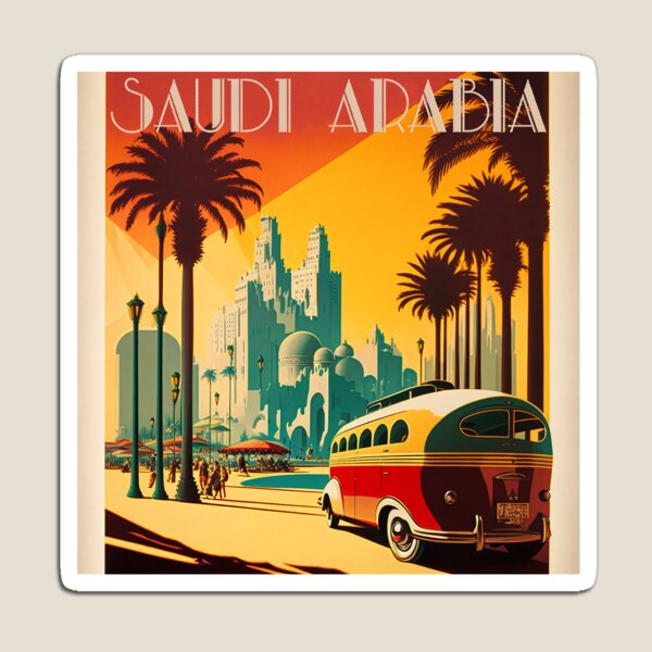 Item preview, Saudi Arabia Cityscape Vintage Travel Art Poster designed and sold by OldTravelArt.