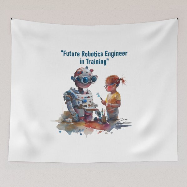 Item preview, "Little Innovator: The Little Girl Robotics Engineer" Funny cute cartoon in watercolor for gifts designed and sold by The Commitment.
