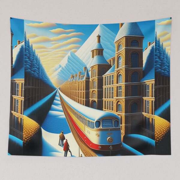Item preview, Vintage Train along Neoclassical Architectures designed and sold by Witsprings.