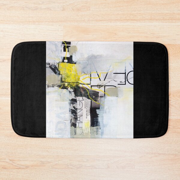 Item preview, Modern Mixed Media Collage in Black, White, and Yellow designed and sold by NancyMerkle.