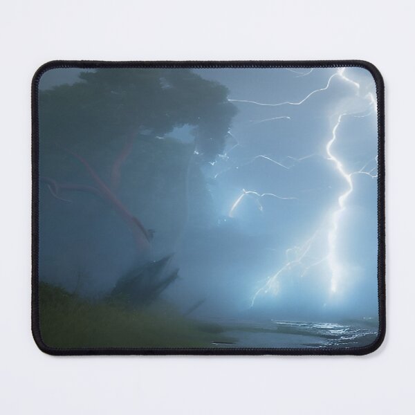 Item preview, Lightning Strike in Night Sky along Walking Path Trees  designed and sold by deniselynnimage.