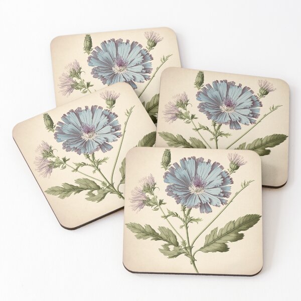 Item preview, Vintage chicory pastel purple-blue flower illustration, inspired by Pierre-Joseph Redouté designed and sold by EmeraldeaArt.
