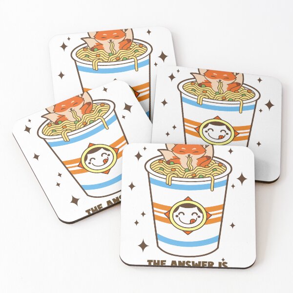 Item preview, THE ANSWER IS ALWAYS NOODLE SOUP CUTE FOX EATING NOODLE SOUP designed and sold by kammouri.