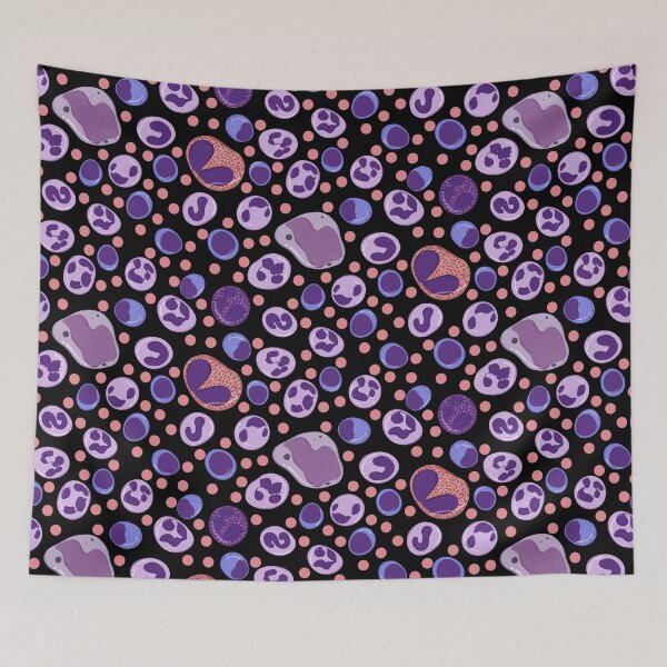 Item preview, Large White Blood Cell Pattern Black Background designed and sold by Lindsey Seymour.