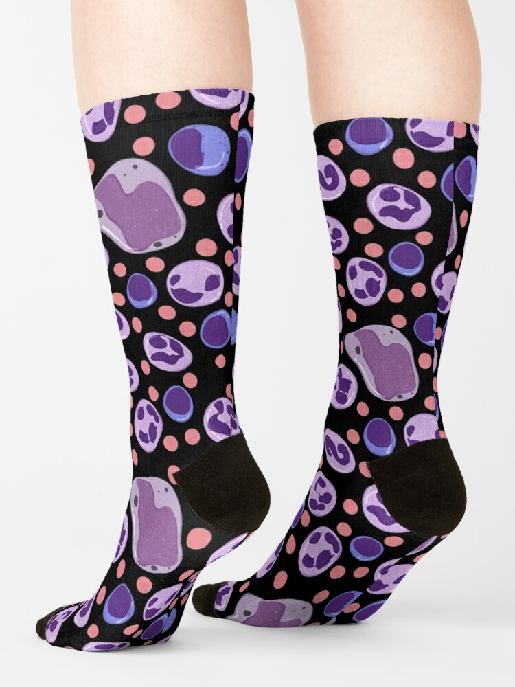 Discover Large White Blood Cell Pattern Black Background Socks