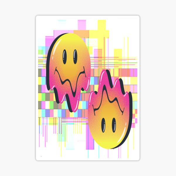 trippy holographic smiley face Sticker for Sale by tessloftin44