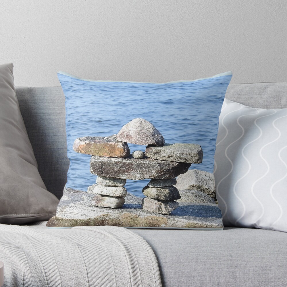 Inukshuk/ Inuksuk Throw Pillow