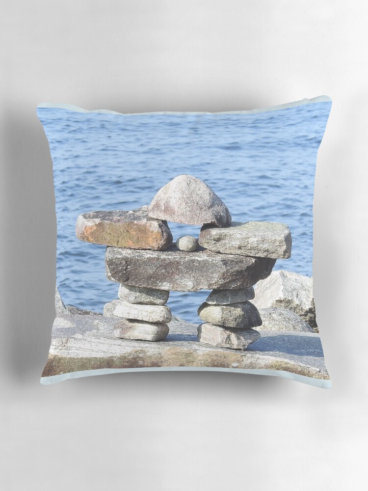 Thumbnail 3 of 4, Pillow, Inukshuk/ Inuksuk designed and sold by TanyaHammond.