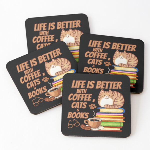Item preview, Life is Better With Coffee, Cats and Books designed and sold by hijasminflower.