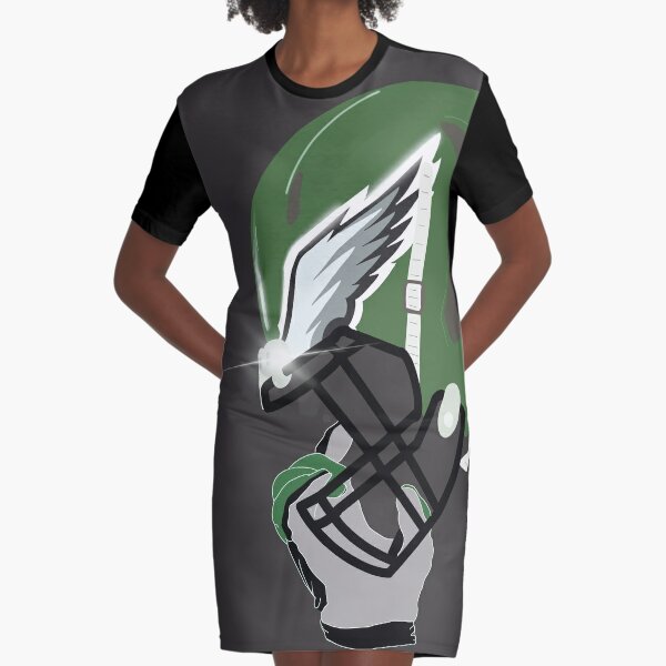 Philadelphia Eagles Womens Long Sleeve Dress V-Neck T-shirt Dress Loose  Sundress