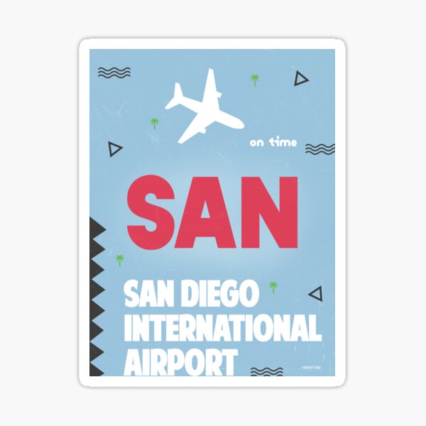 San San Diego Airport Code Ocean Sticker For Sale By Aviators Redbubble