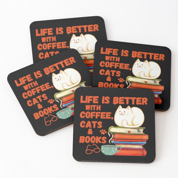 Item preview, LIFE IS BETTER WITH COFFEE, CATS AND BOOKS designed and sold by hijasminflower.