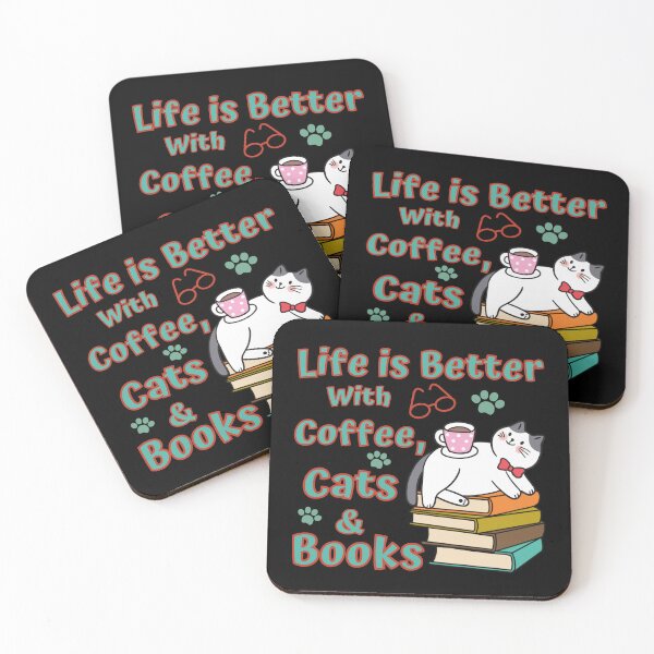 Item preview, Life is Better With Coffee ,Cats and Books designed and sold by hijasminflower.