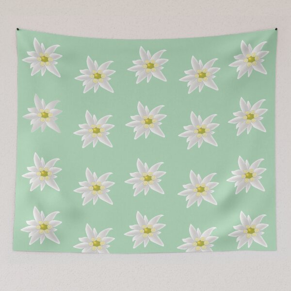 Item preview, Edelweiss Flower Blossoms On Mint Green Background designed and sold by burbankdesigns.