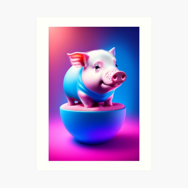 "Cute Pink Pig Painting, Pig Art, Pig Print, Pig Artwork, Watercolor