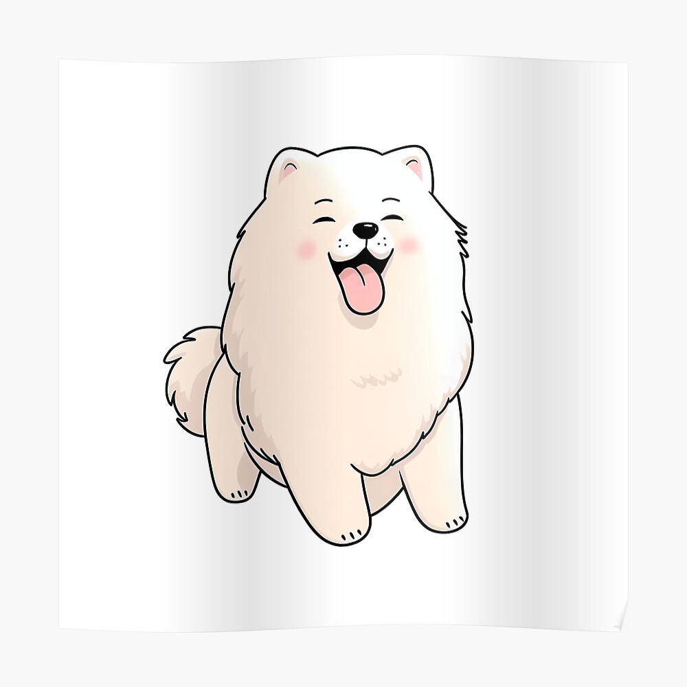 Happy Samoyed Dog, Cute & Adorable Anime Sticker